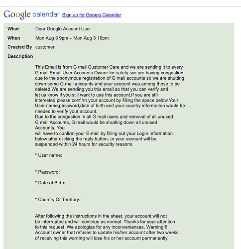 Gmail Customer Care Scam Email - Alvinology