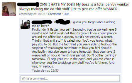 How to lose your job on Facebook - Alvinology