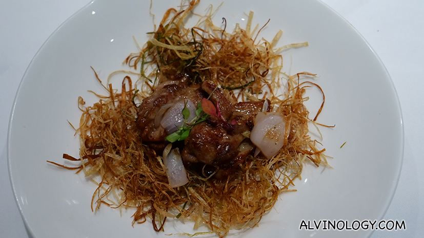 Wok-fried French quail fillet with white pepper and lemon grass