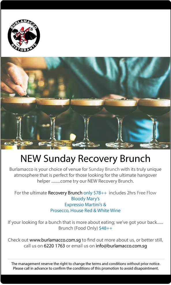 Burlamacco Ristorante Ultimate Recovery Brunch from S$48 per pax - Alvinology