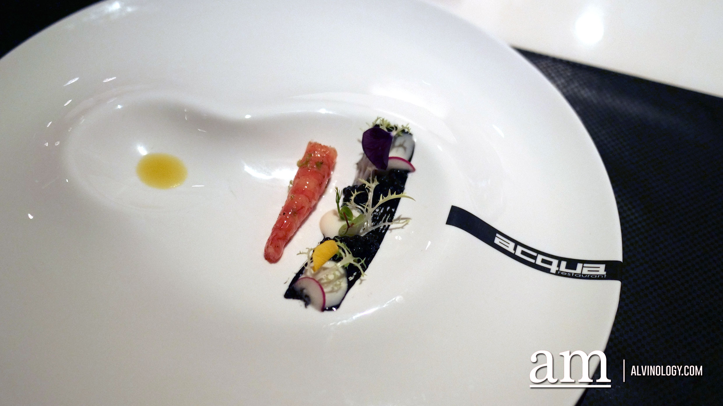 Raw Sicilian red prawn with smoked Avruga caviar 