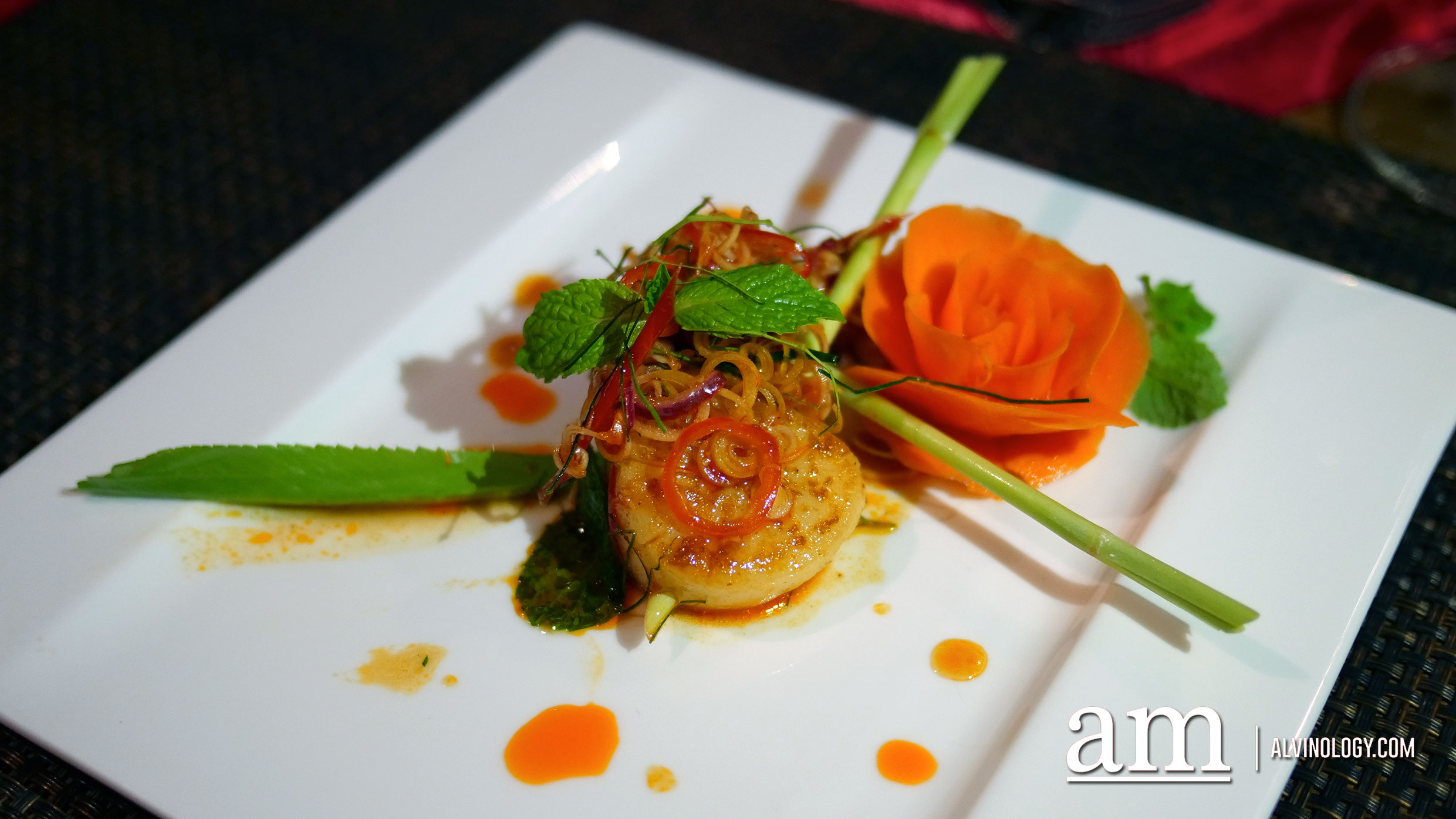 US scallop salad spiced up with a tangy lemongrass and mint dressing