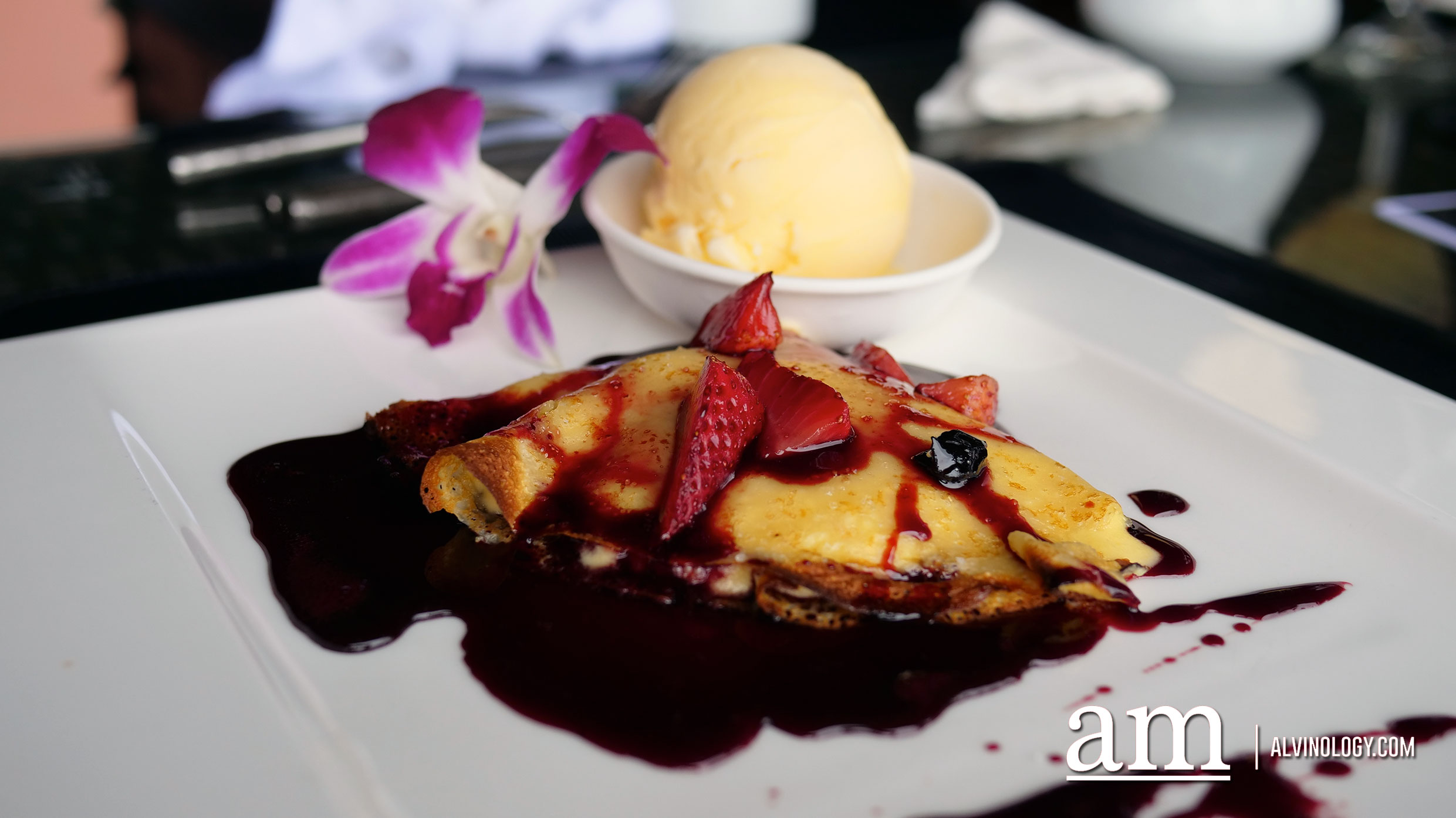 Freshly Made Crepes with Strawberries &Vanilla Ice Cream