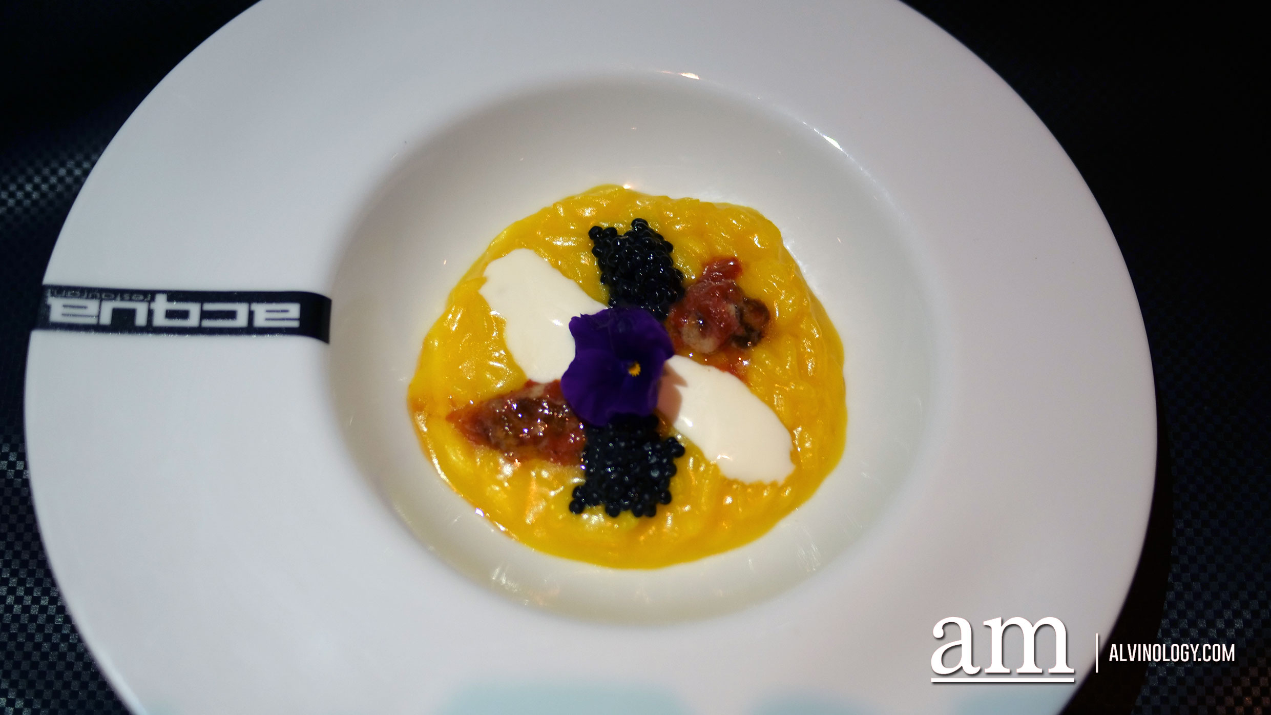Acquerello Saffron risotto with stracchino cheese, caviar and Sardinia sea urchin
