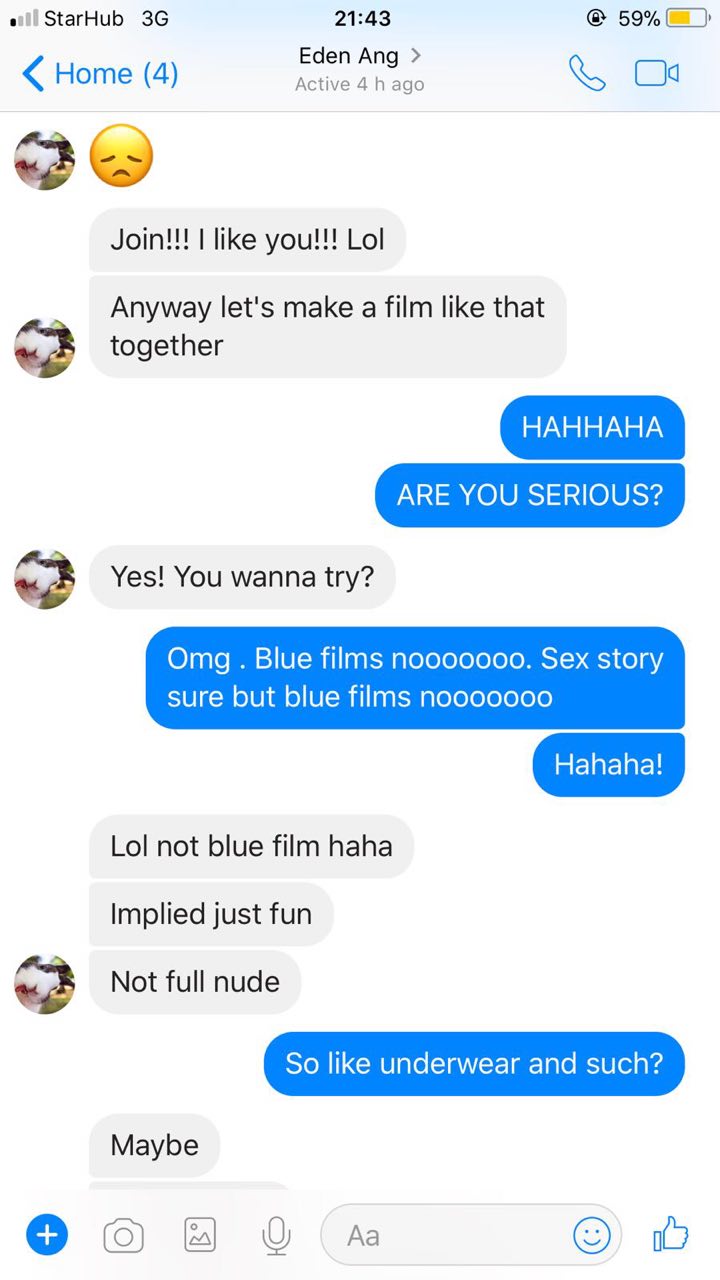 Eden Ang allegedly asked this bisexual girl to star in a porn film filled with blood and violence - Alvinology