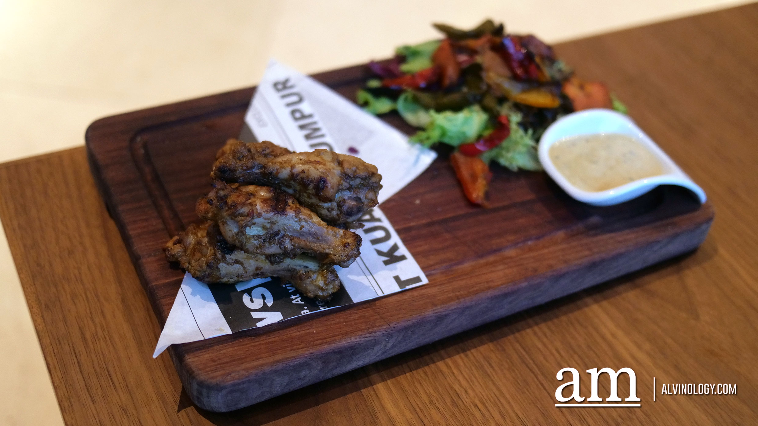 Hot & Spicy Buffalo Chicken (RM38) - Spicy peri-peri glaze, Stilton cheese dressing, warm roasted vegetable salad