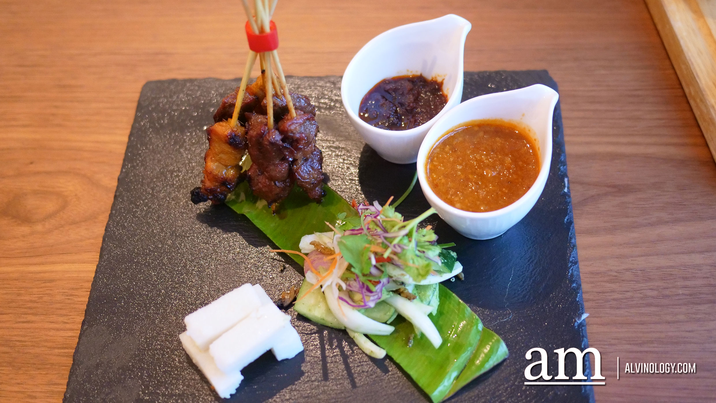 Satay Ponorogo (RM 32 for Chicken or Beef or RM 38 for Lamb or Mixed) - Half-dozen of satay served with tangy peanut sauce, mojo sambal, fried shallot, rice cake, cucumber and onion. 