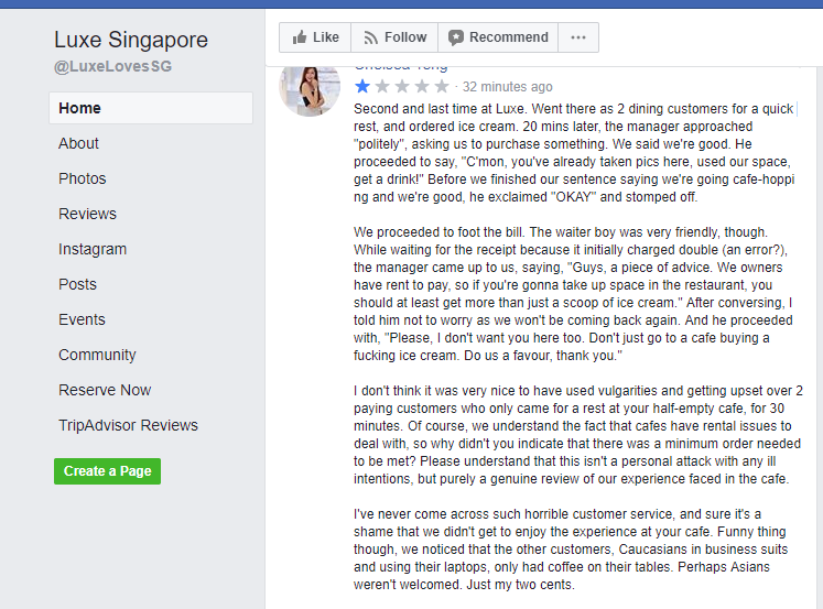 Café manager of Luxe Singapore scolds customers over a cheap purchase Café manager of Luxe Singapore scolds customers over a cheap purchase - Alvinology