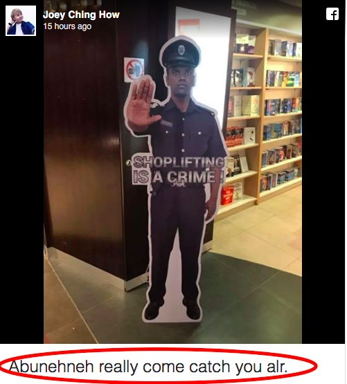 Are people saying racist comments about this Singapore Police Force cardboard man? - Alvinology