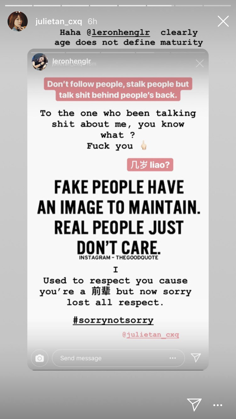 Julie Tan may have insulted a veteran actress on her Instagram story - Alvinology