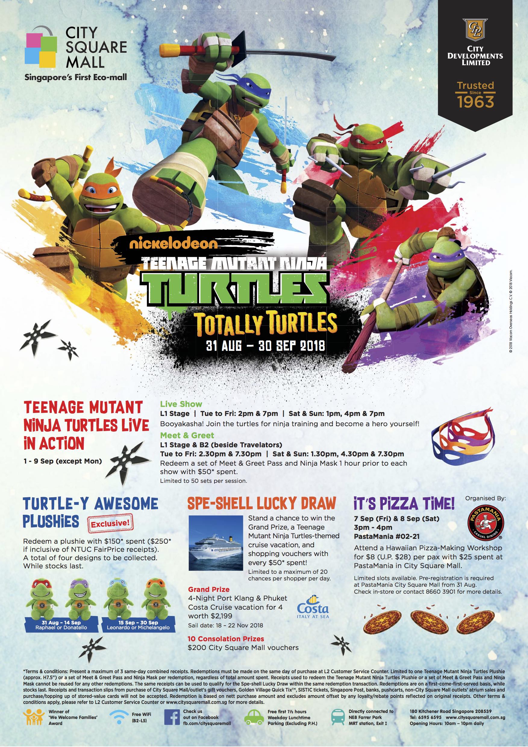 Join Nickelodeon’s Teenage Mutant Ninja Turtles at City Square Mall this September School Holiday Join Nickelodeon’s Teenage Mutant Ninja Turtles at City Square Mall this September School Holiday - Alvinology