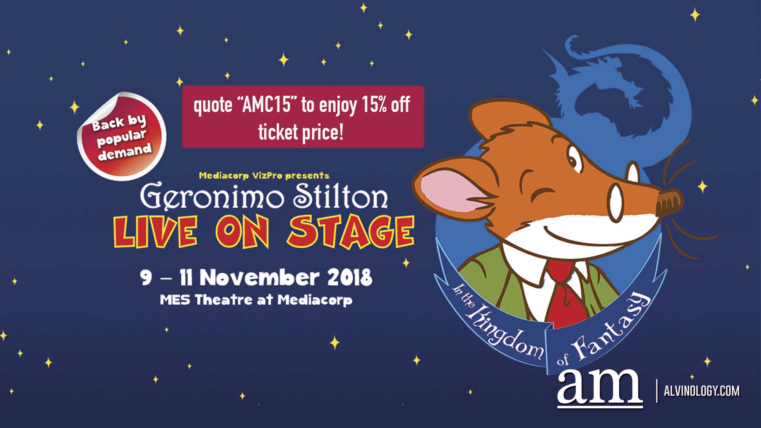 [PROMO CODE + GIVEAWAY] Geronimo Stilton Live in Singapore in the Kingdom of Fantasy 2018 - Alvinology