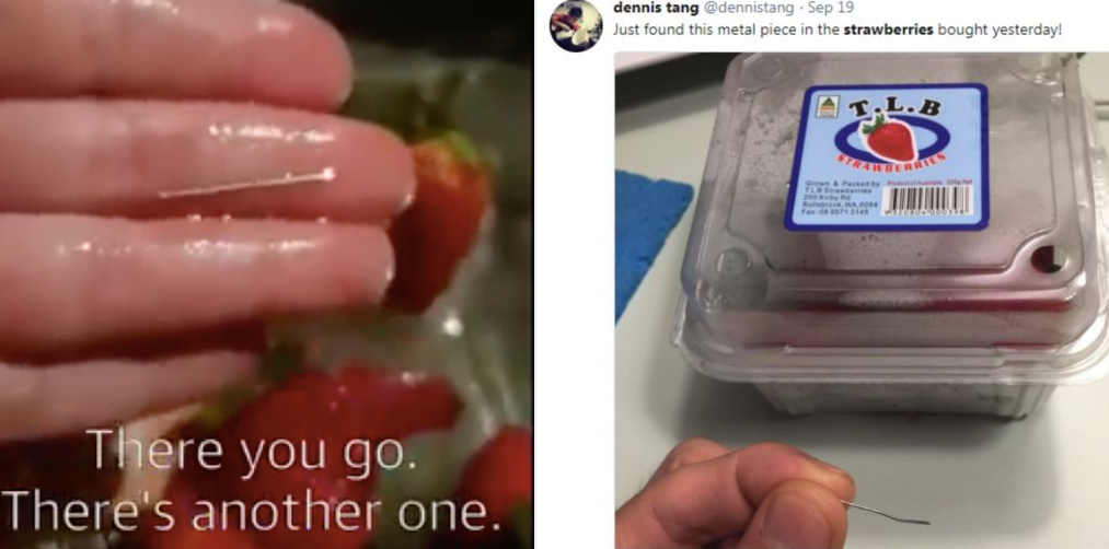 Cut up your strawberries before eating in case of needles of pins as Australian fruit scare spreads - Alvinology