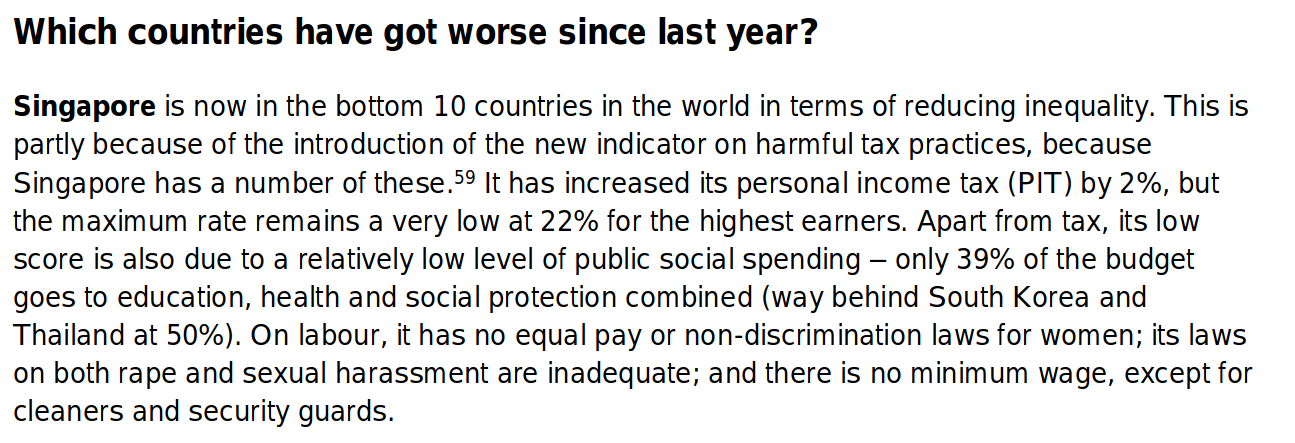 Oxfam says Singapore is one of the least progressive countries in spending taxes based on reducing inequality - Alvinology