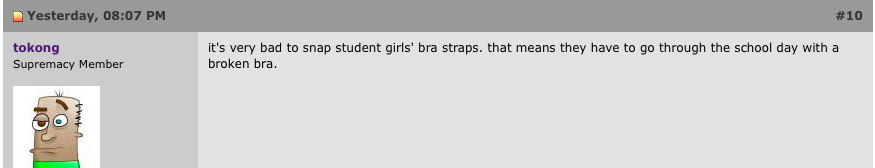 You should never pull anyone's bra strap, even if you're a teacher doing an inspection - Alvinology