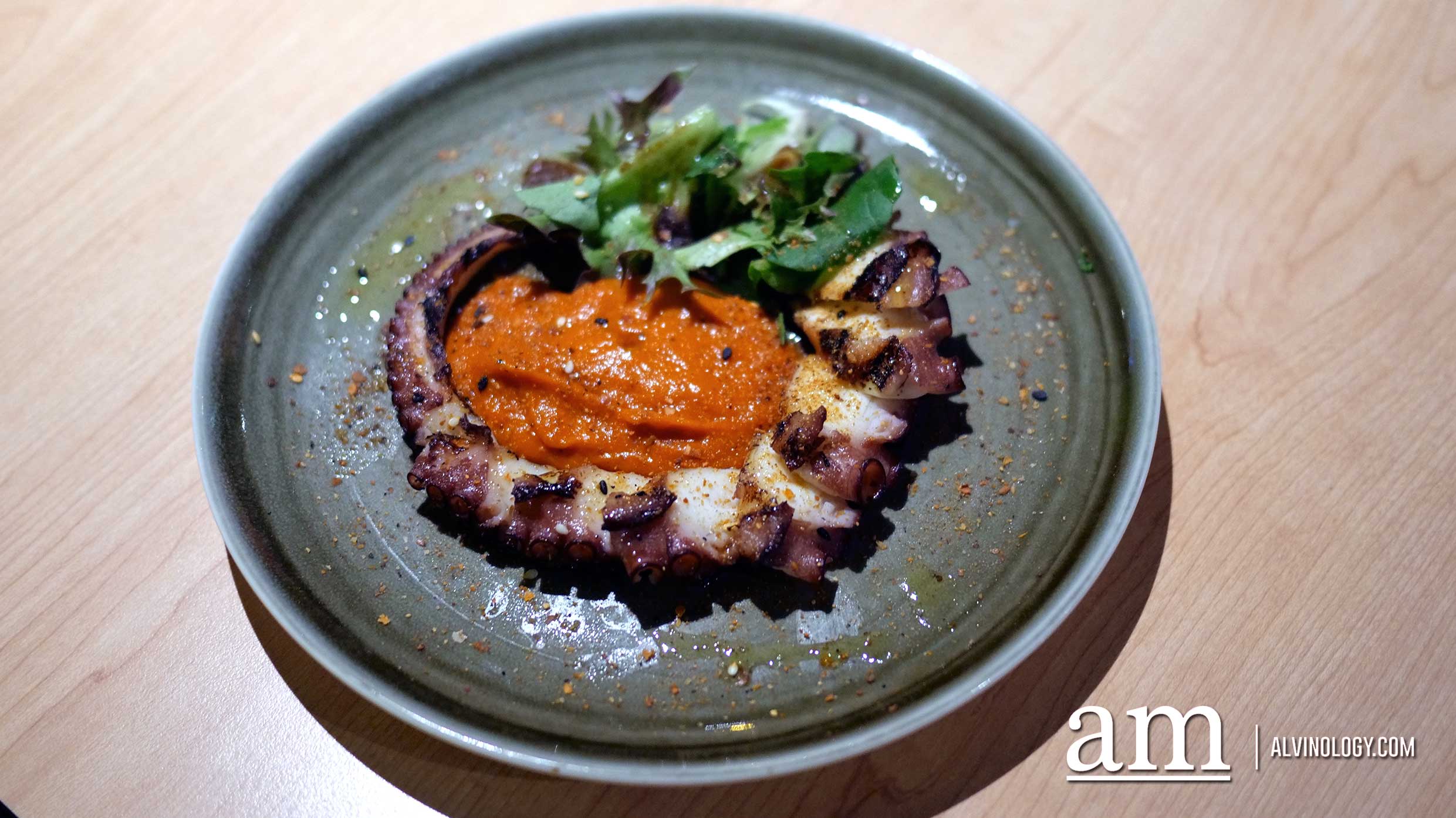 Octopus Leg ($15) - spicy pimento puree, herbs