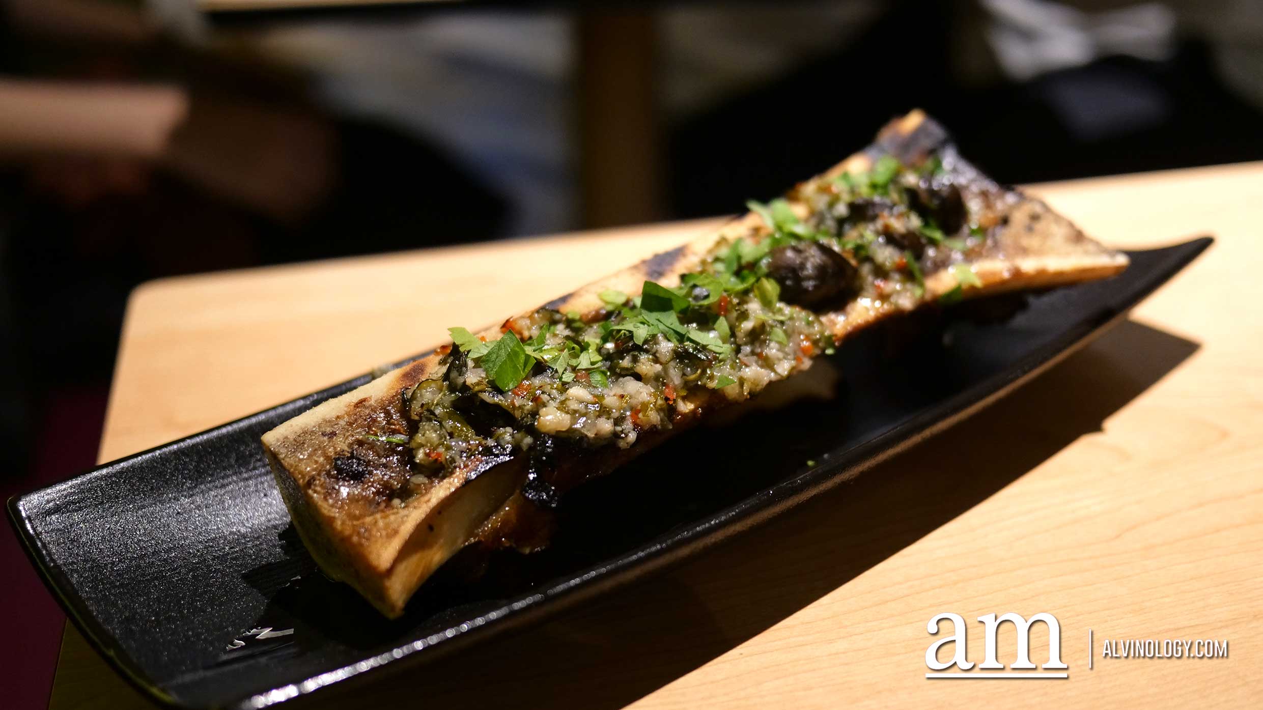 Escargots on Bone Marrow ($20) - (tulang), chimichurri