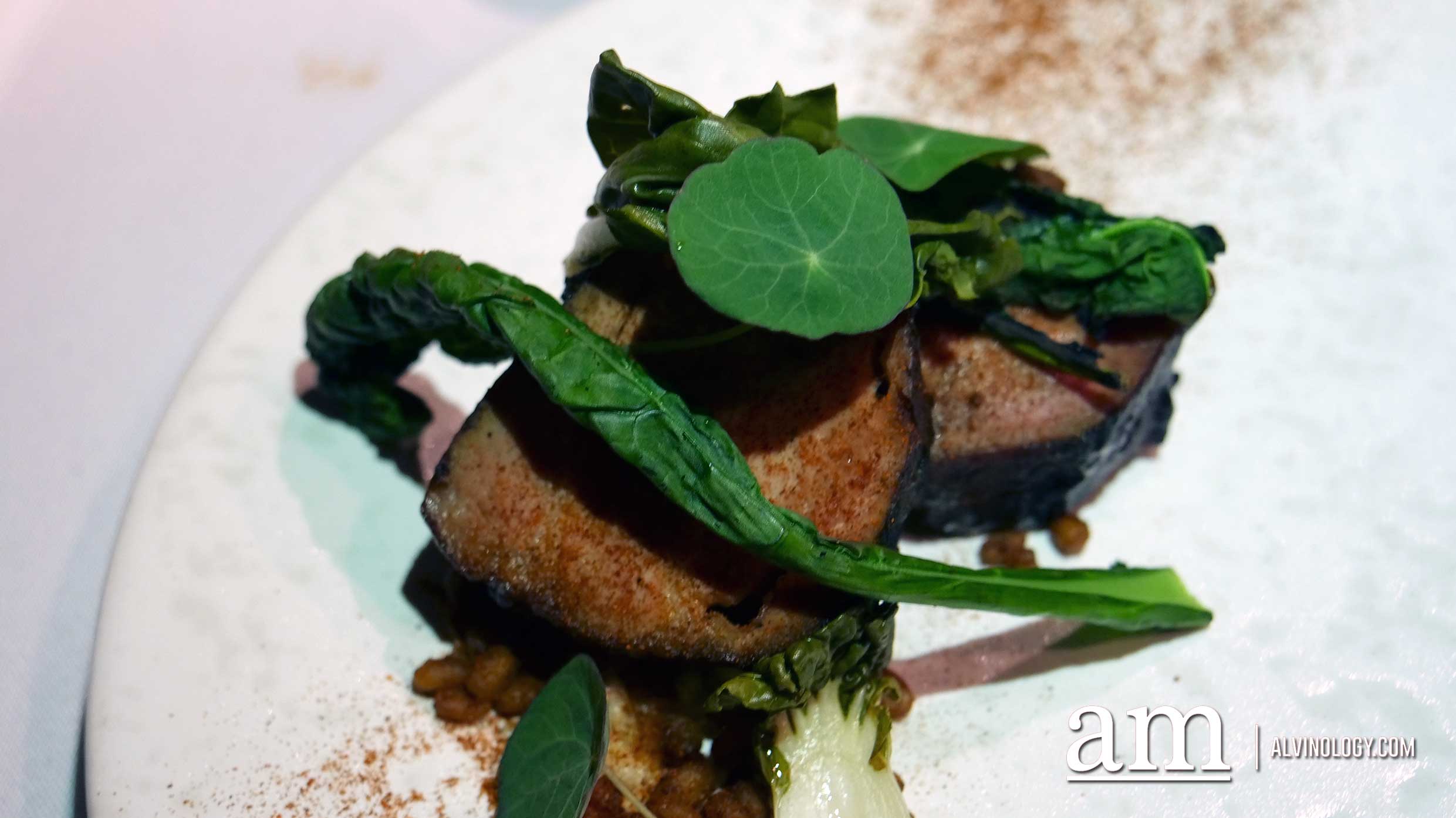 KweiChow MouTai (贵州茅台) X Restaurant Labyrinth Indonesian Pork Collar - char siew, mixed grains, kale, pickled bak choy