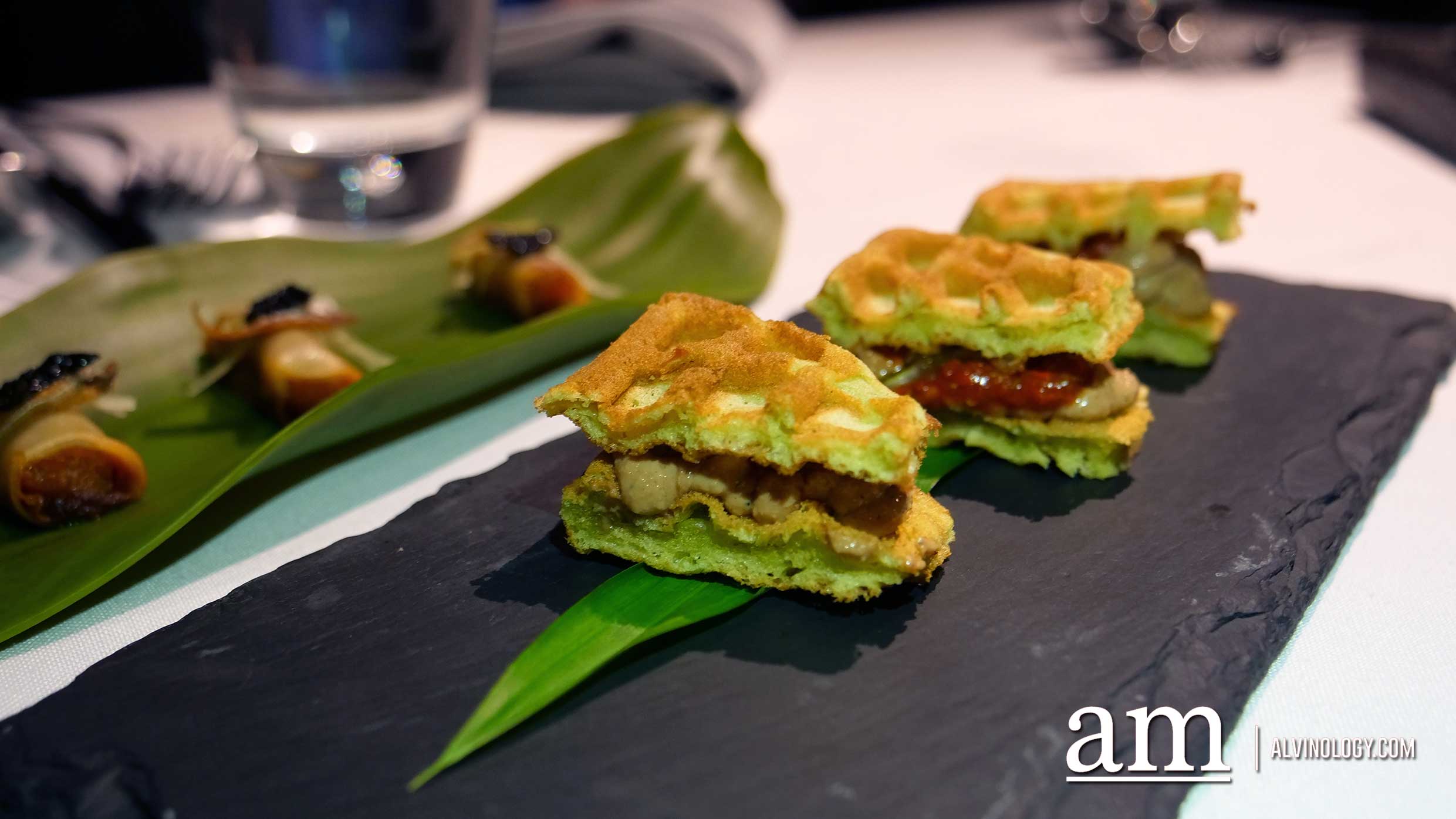 KweiChow MouTai (贵州茅台) X Restaurant Labyrinth Heartland Waffle - local chicken liver pate and goji berry jam