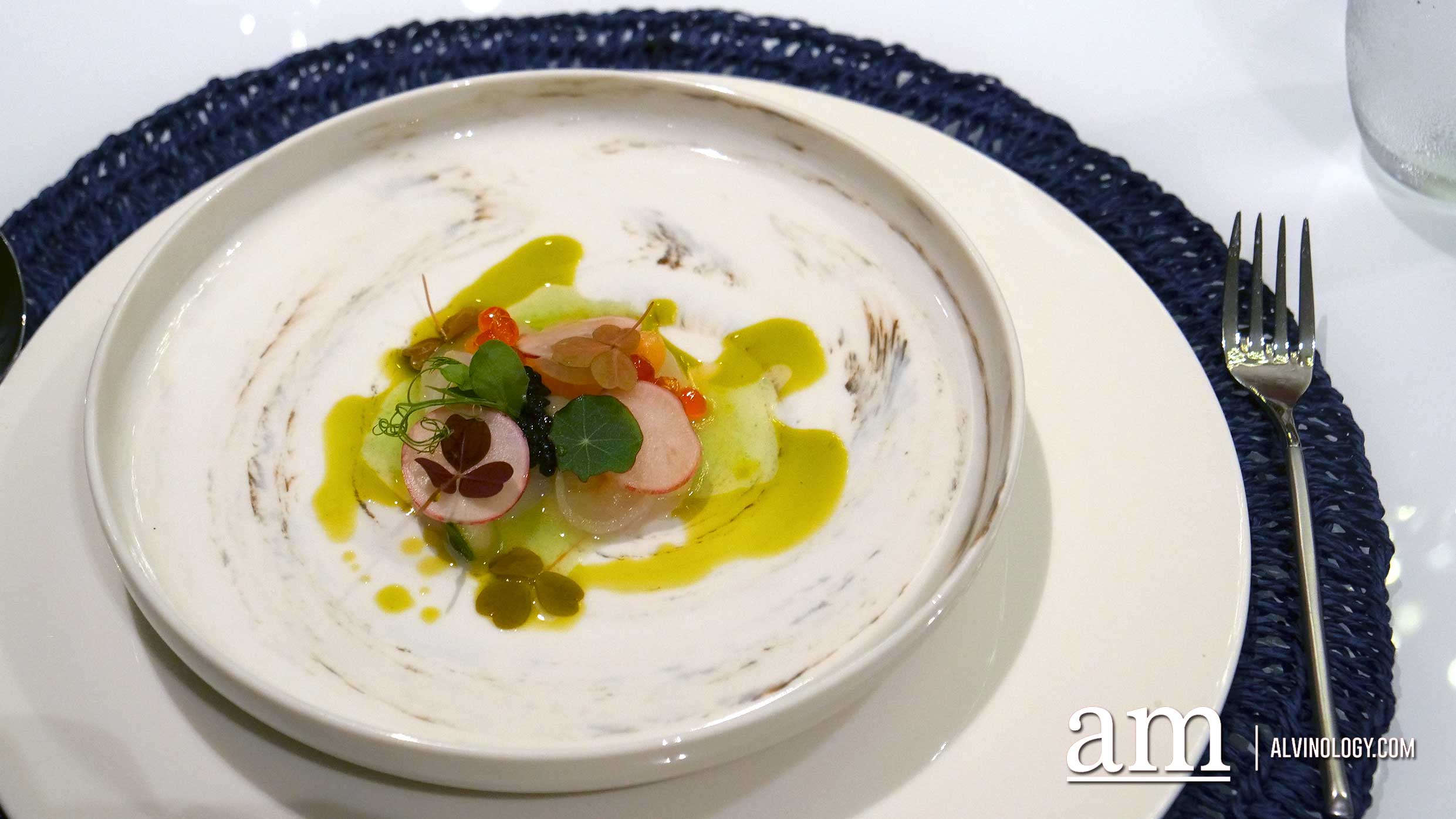 Fresh is Best - scallop, fermented melon, cucumber, dill, lemon, smoked trout roe