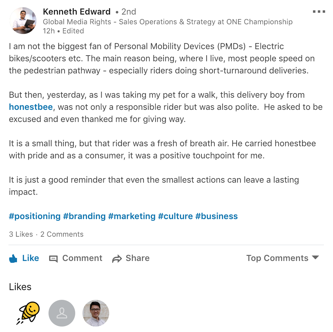 Here's a PMD (e-scooter) story in Singapore with a happy ending - Alvinology