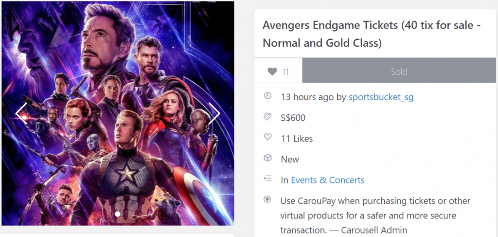 Carousell guy sold 40 Avengers: Endgame tickets because his friends "couldn't make it" - Alvinology