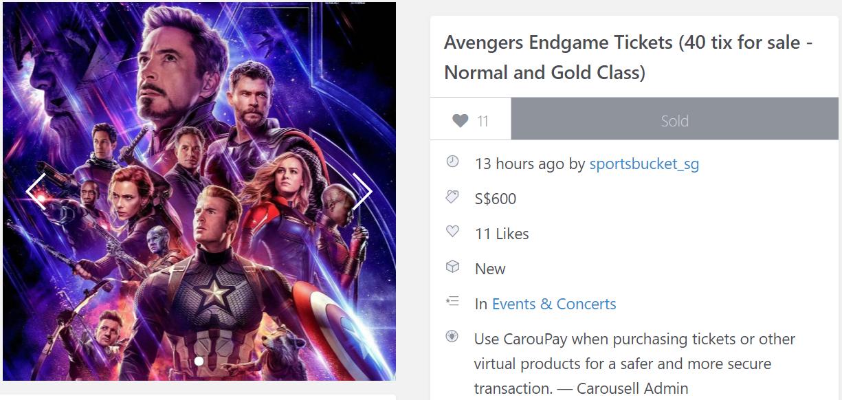 Carousell guy sold 40 Avengers: Endgame tickets because his friends "couldn't make it" - Alvinology