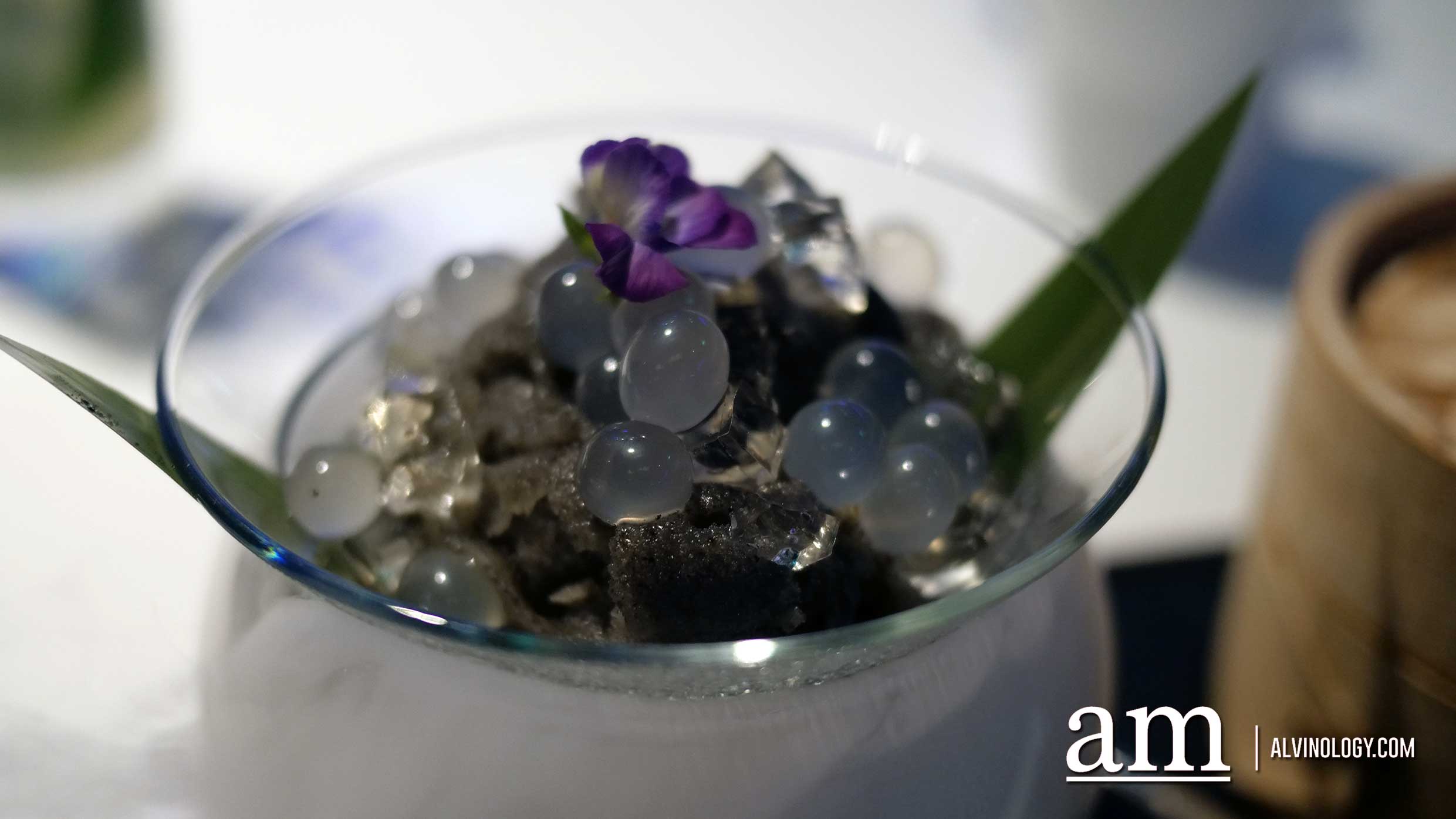 Champagne Jelly with Black Sesame Sorbet