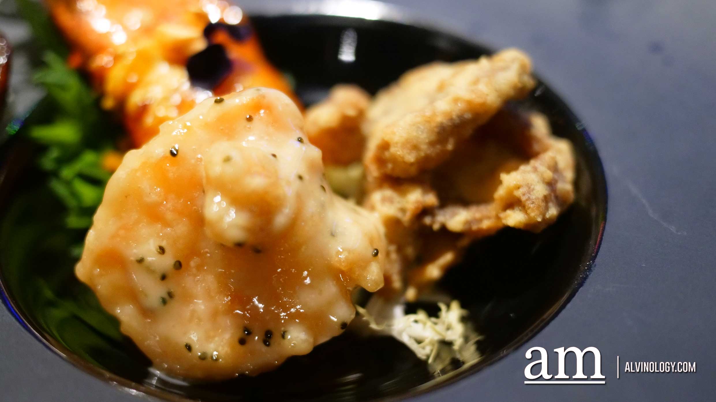 Prawn coated with Caviar Sesame Mayonnaise 