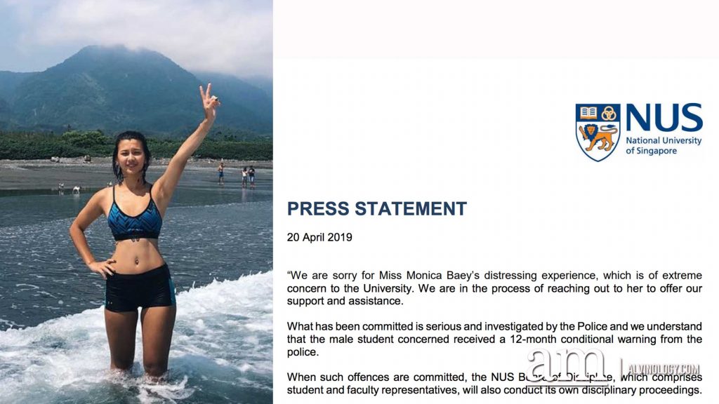 Actions taken by NUS following the disclosure by student Monica Baey over shower video incident - Alvinology