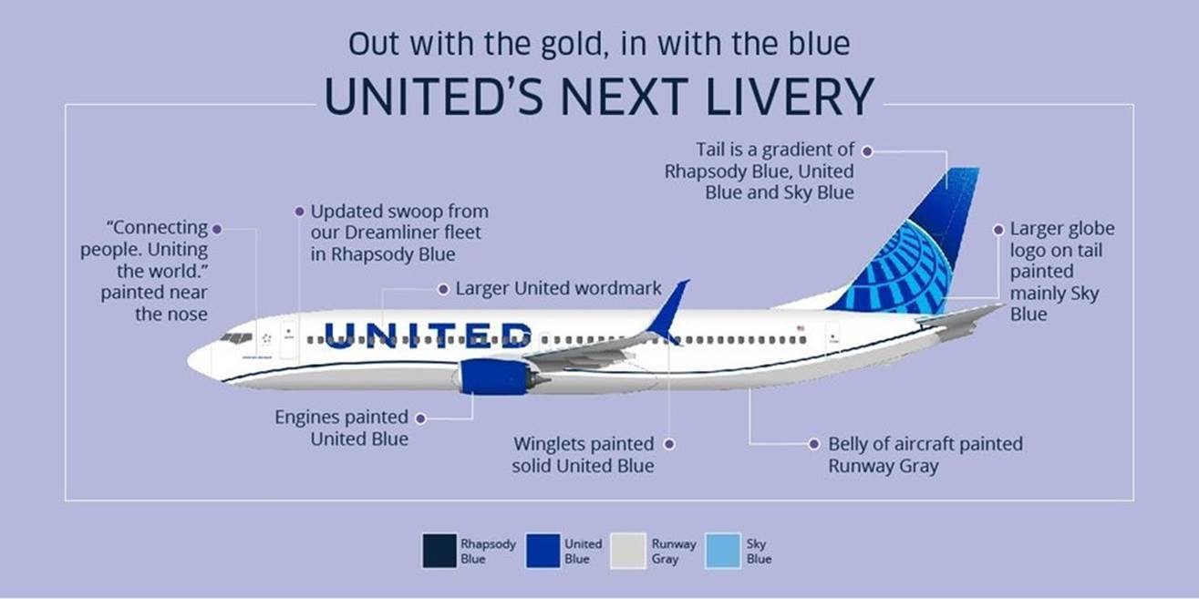 Blue is the new black - United Airlines modernizes fleet paint design Blue is the new black - United Airlines modernizes fleet paint design - Alvinology