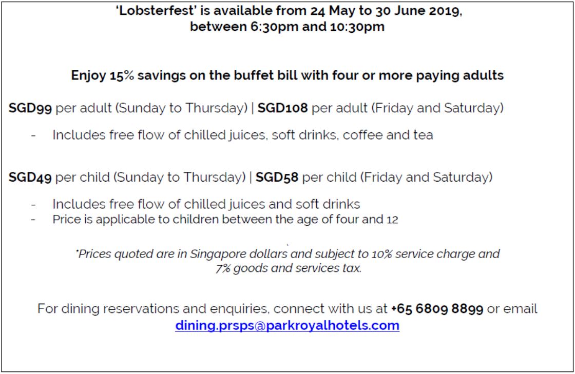 Get your fill of lobsters at Lobsterfest happening from 24 May to 30 June Get your fill of lobsters at Lobsterfest happening from 24 May to 30 June - Alvinology