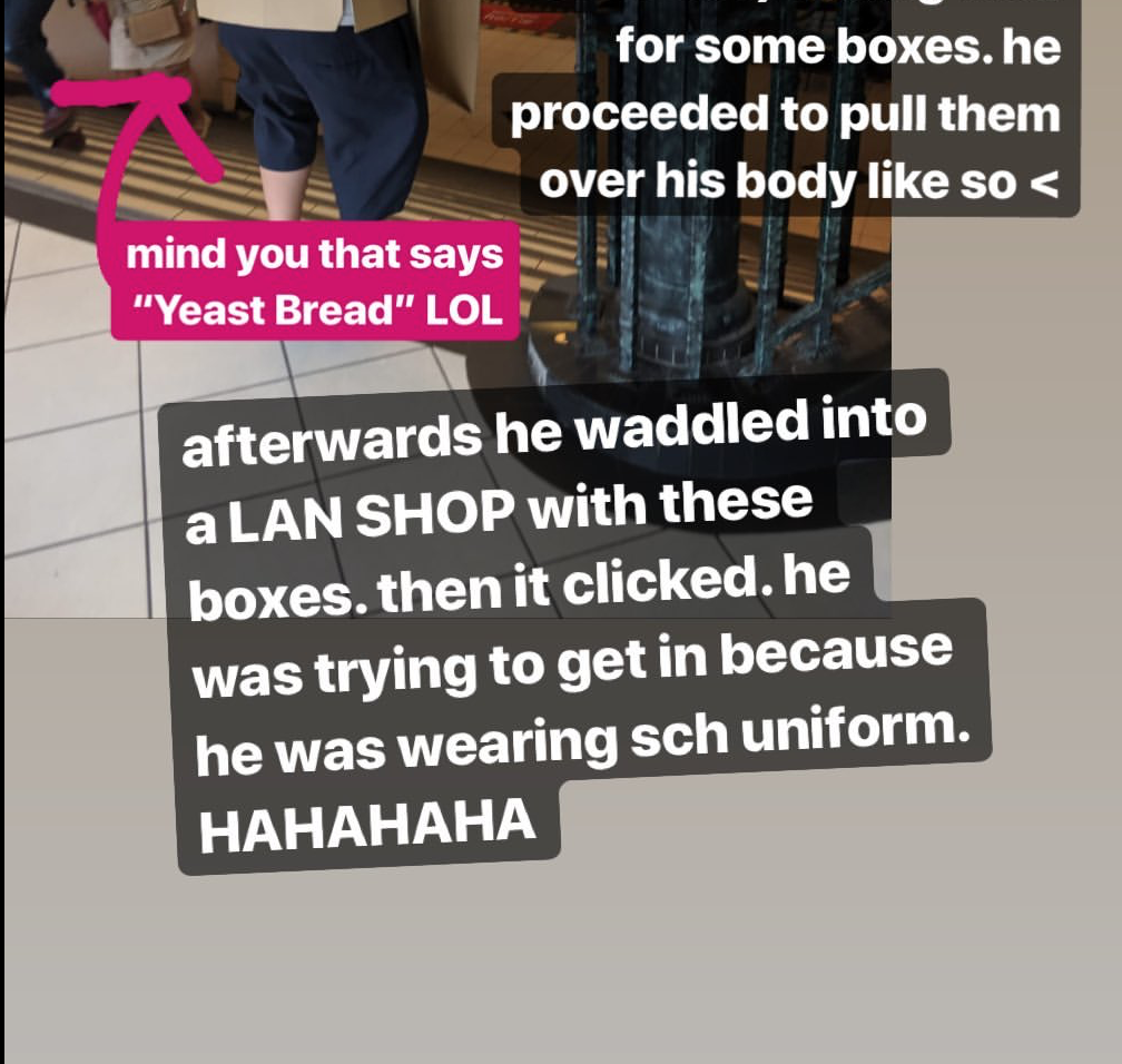 Netizens make fun of boy wearing cardboard boxes to enter a LAN shop during school hours while in uniform - Alvinology