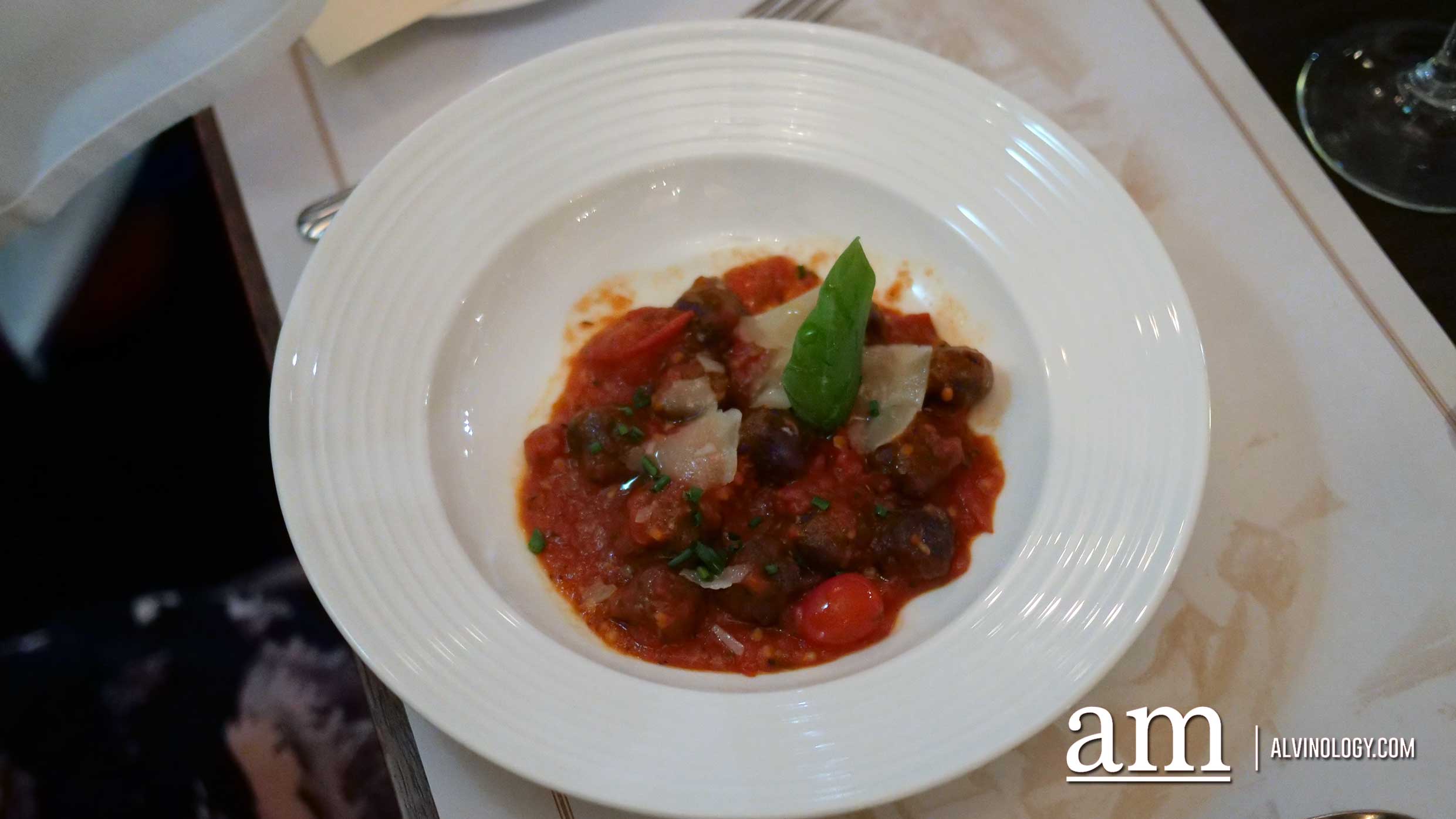 Purple potatoes Gnocchi with spicy tomato sauce