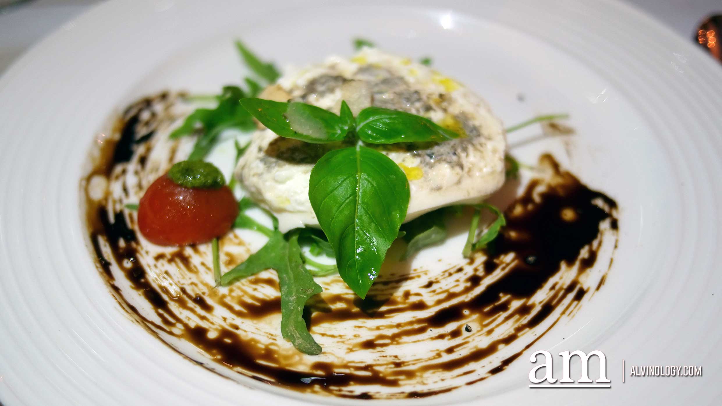 Burrata with rucola, Sicilian tomatoes and pesto