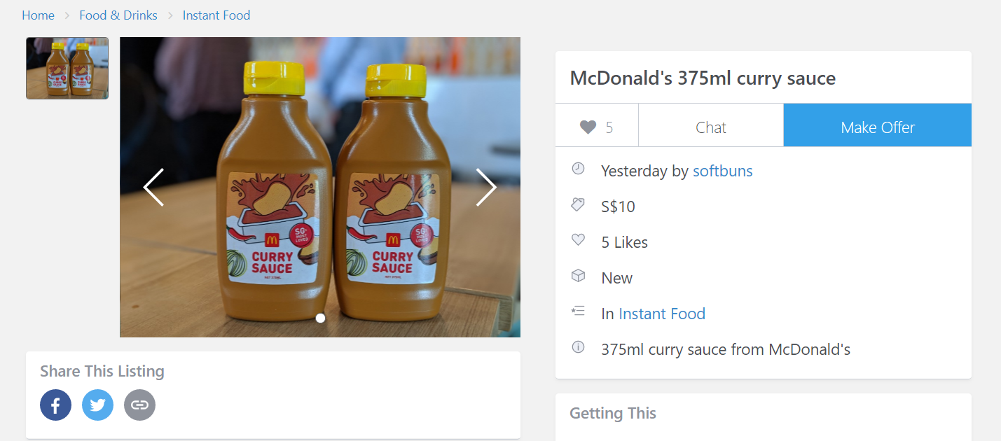 McDonald's Curry Sauce Bottle is selling out in store, some sold on Carousell for $20 - Alvinology