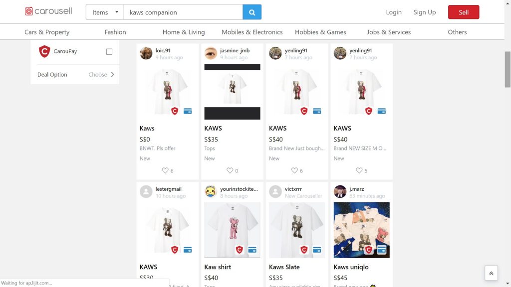 Singaporean shoppers irate over "horrible" Uniqlo x KAWS launch Do you think anyone will buy the KAWS: Summer UTs at these prices on Carousell? (Credit: Carousell)