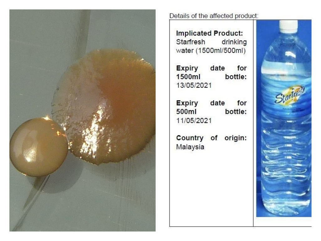 Malaysian Starfresh bottled drinking water recalled for bacterial content usually found in feces - Alvinology