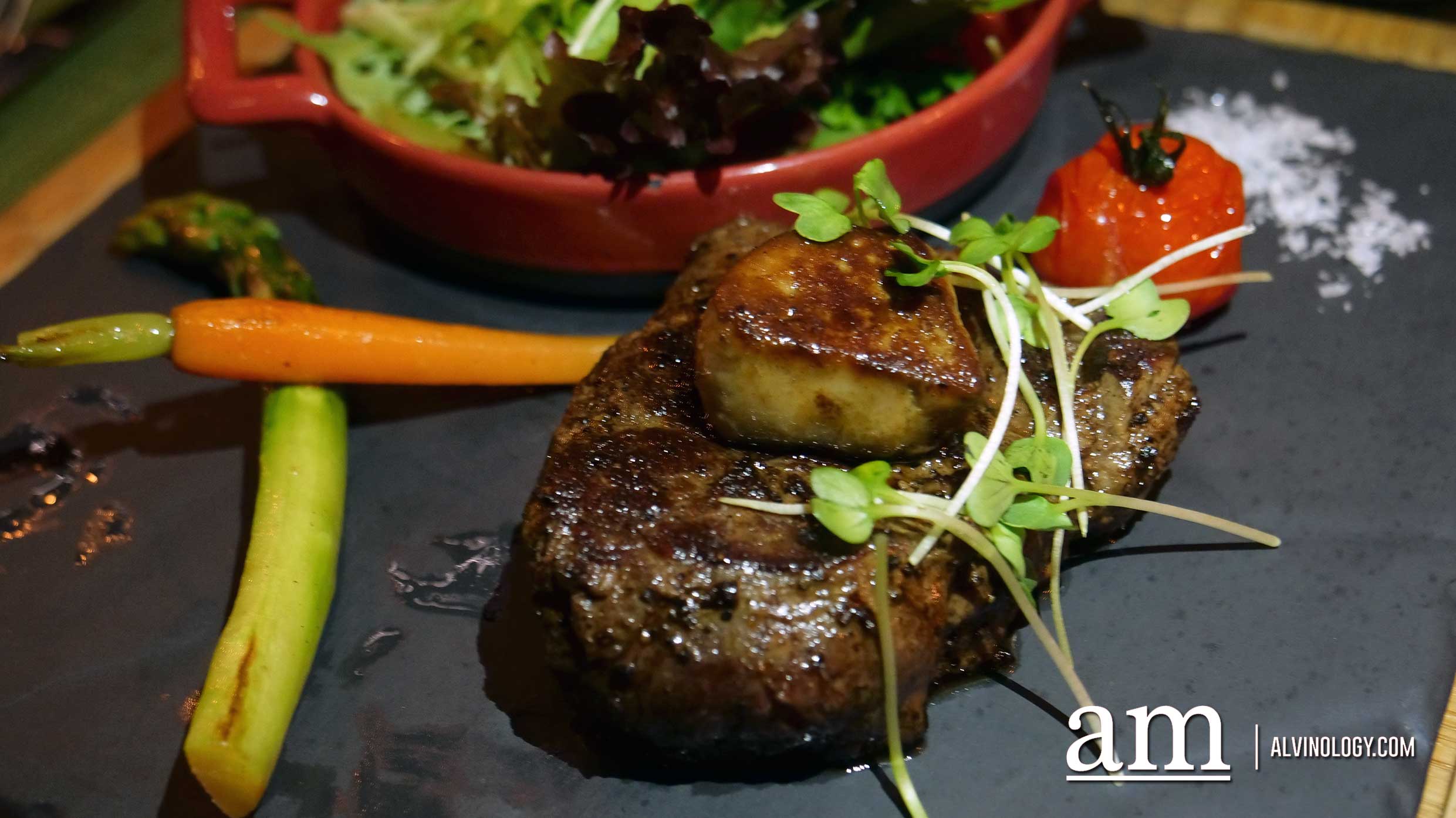 Winestone at Novotel Singapore on Stevens Beautifully seared tenderloin with a delectable slice of foie gras atop