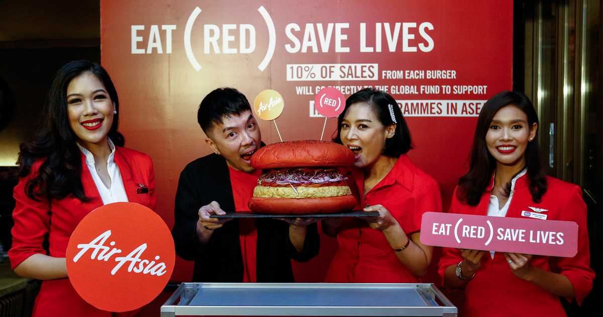 AirAsia and Santan create the INSPI(RED) Burger inflight meal to help end AIDS - Alvinology
