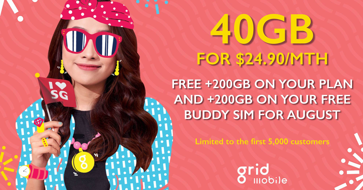 Grid Mobile offers 40GB at only $24.90/month and additional 200GB for the month of August 2019 - Alvinology