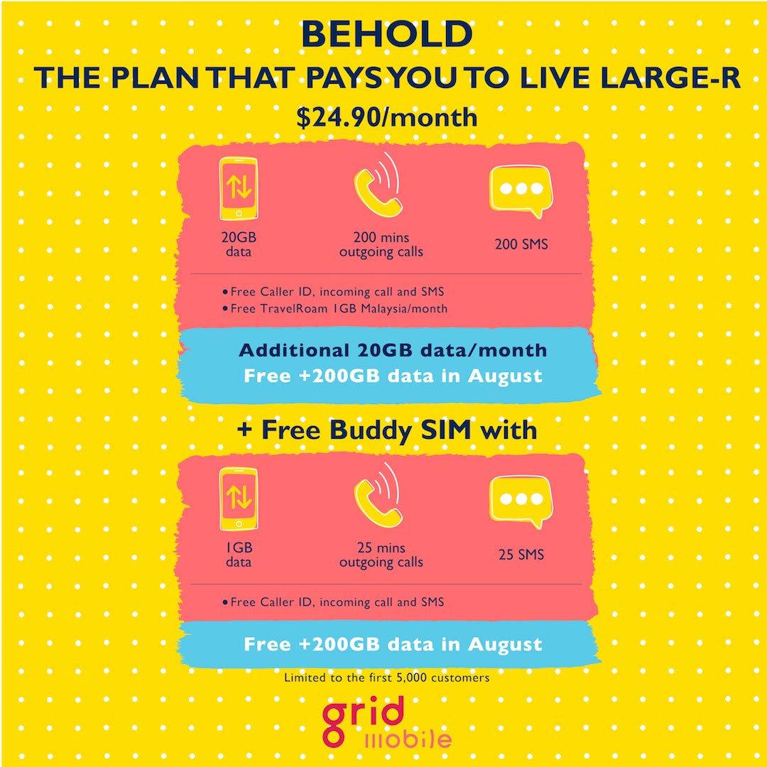 Grid Mobile offers 40GB at only $24.90/month and additional 200GB for the month of August 2019 - Alvinology