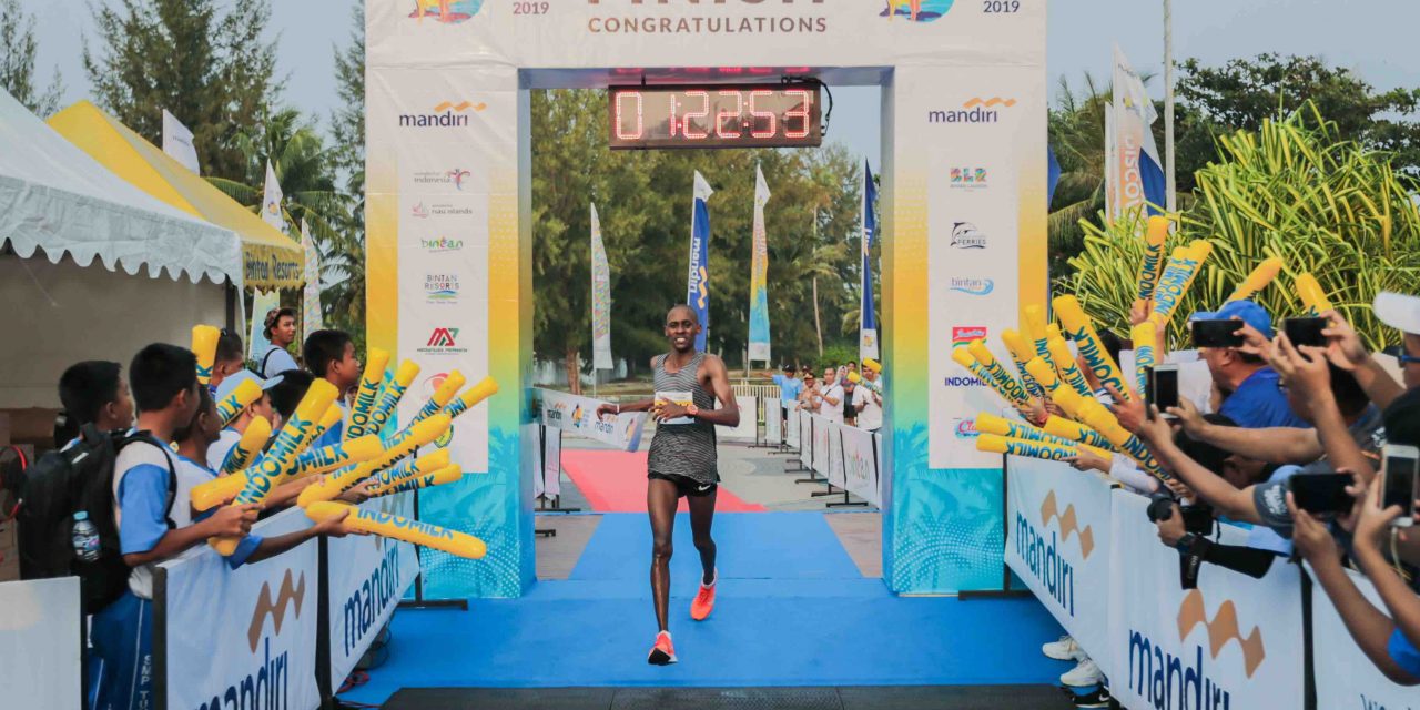 Mathew Samperu, first finisher of the 21km Half Marathon clocked an impressive timing of 01:08:12.6