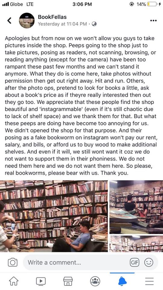 Bookstore bans in-store photography after "fake bookworms" just go in for photos and leave without buying - Alvinology
