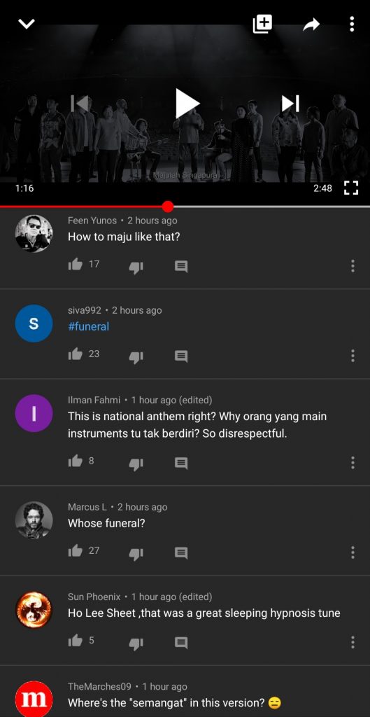 Netizens slam new Ramli Sarip Majulah Singapura Singapore national anthem video, use #funeral in comments - Alvinology
