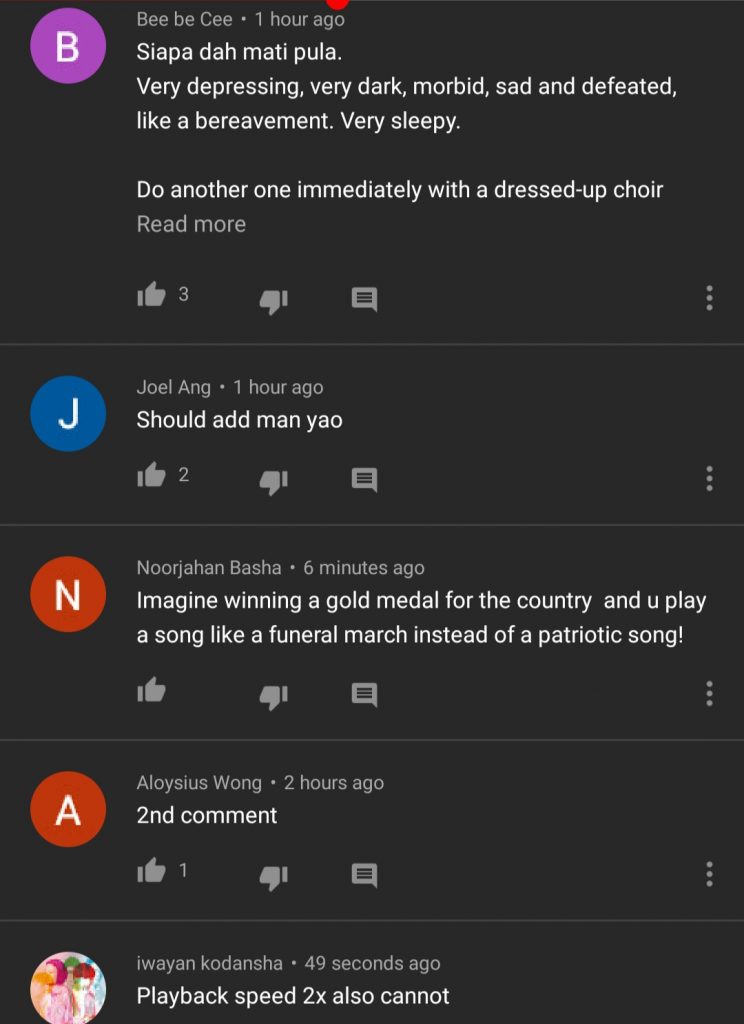 Netizens slam new Ramli Sarip Majulah Singapura Singapore national anthem video, use #funeral in comments - Alvinology