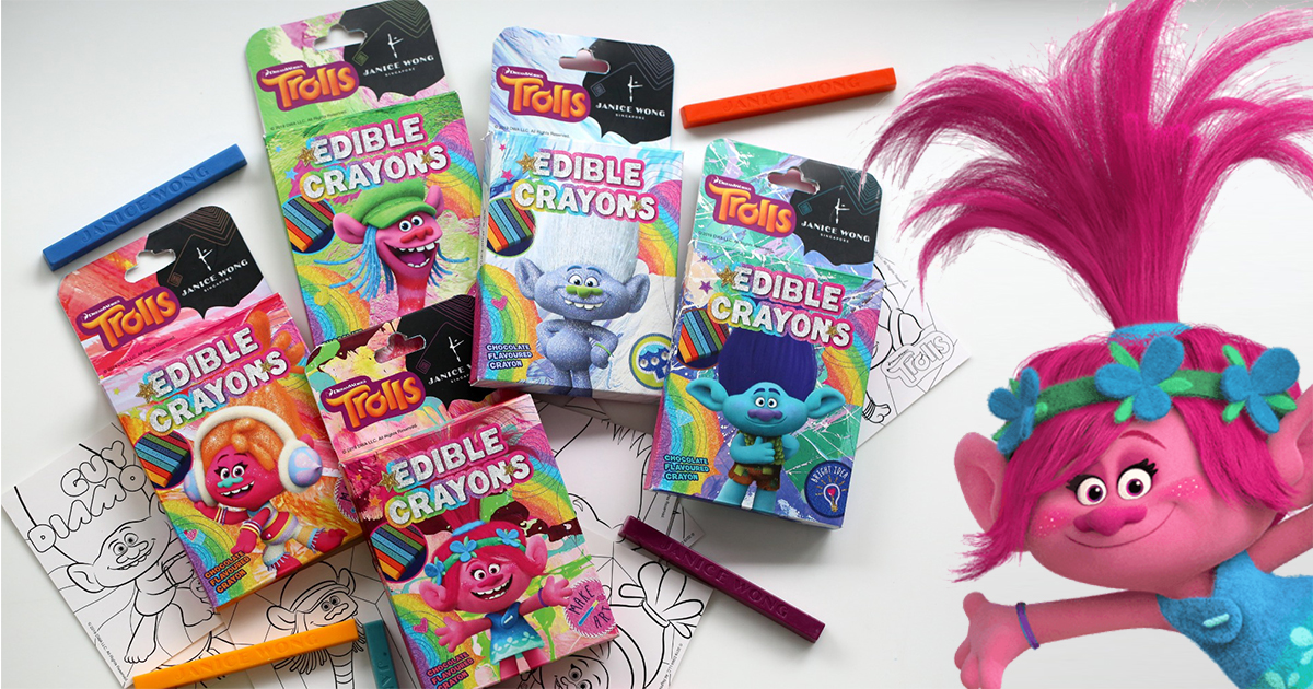 These Trolls Crayons are safe for children, edible, and each comes with unique flavours - Alvinology