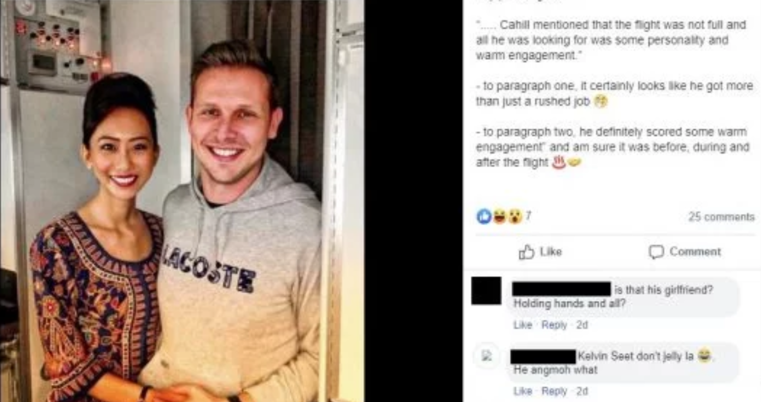 Josh Cahill and Singapore Airlines FA girlfriend threatened and bashed for airline critique vlog - Alvinology