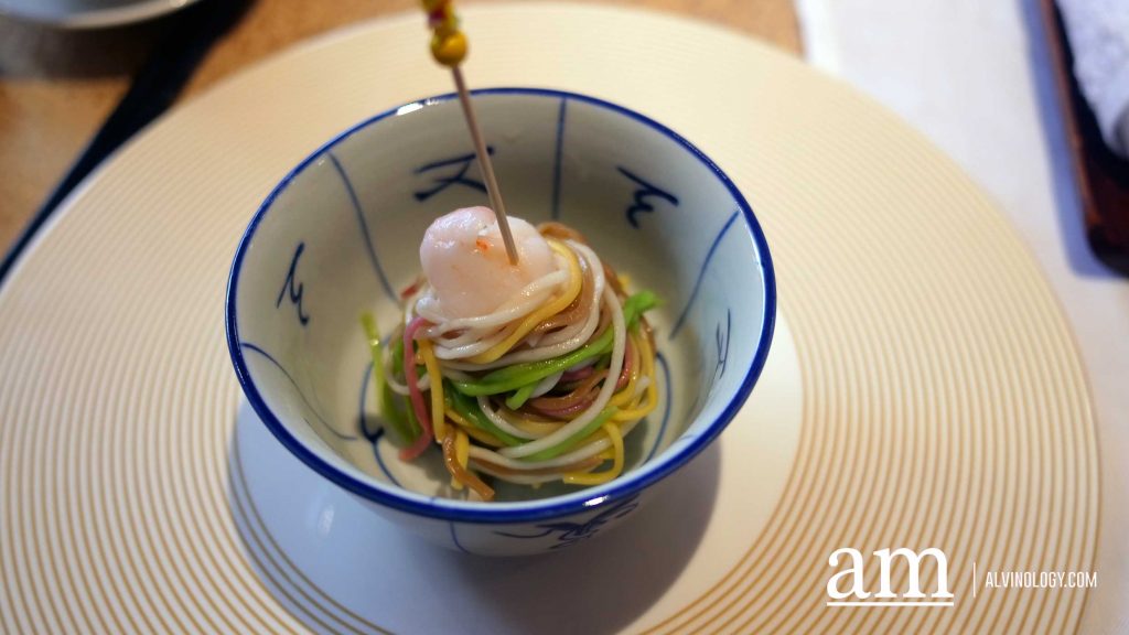 CNY High Tea at Tian Fu Tea Room @ PARKROYAL on Beach Road Homemade Rainbow Noodles with Fresh Prawn