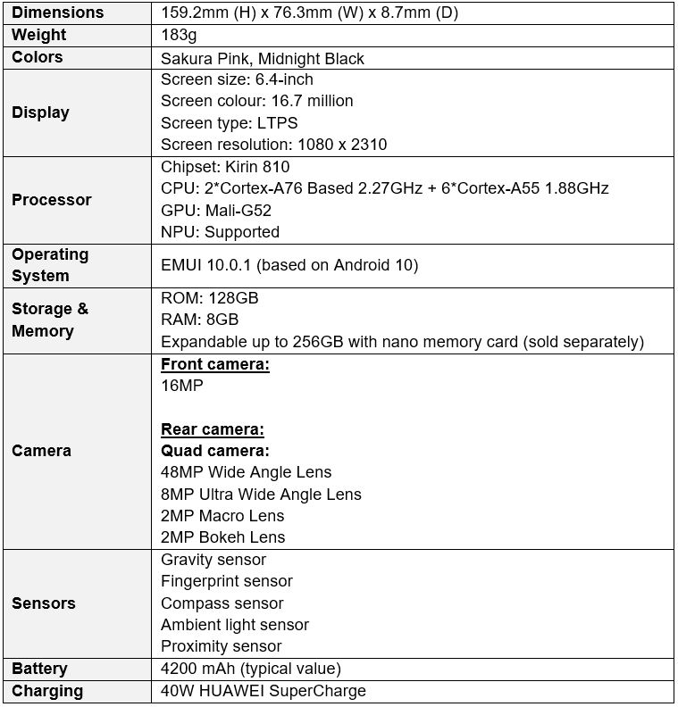 New HUAWEI nova 7i - Available for pre-order in Singapore from 5 March (see full phone specifications here) - Alvinology